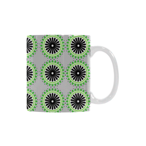 Black and Green Circle Pattern Custom White Mug (11OZ)