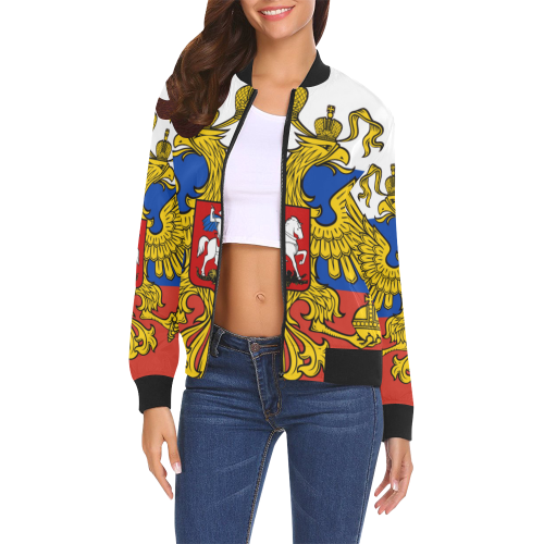 RUSSIA All Over Print Bomber Jacket for Women (Model H19)