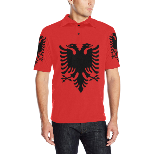 ALBANIA LARGE Men's All Over Print Polo Shirt (Model T55)