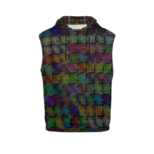 Ripped SpaceTime Stripes Collection All Over Print Sleeveless Hoodie for Men (Model H15)