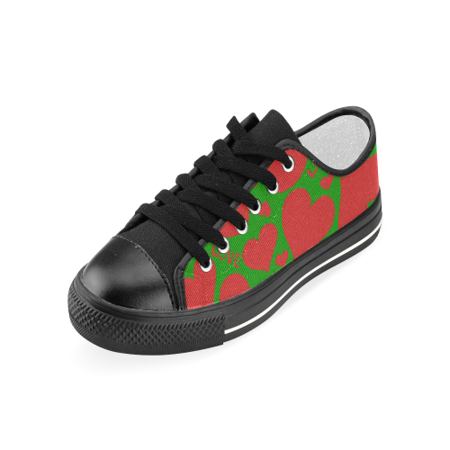 P.S i Love you still hearts green Women's Classic Canvas Shoes (Model 018)