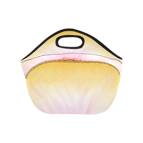 Gerbera Daisy - Pink Flower on Watercolor Yellow Neoprene Lunch Bag/Small (Model 1669)