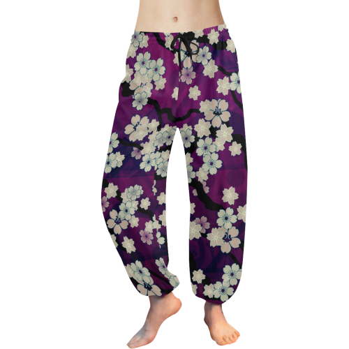 Sakura Breeze Chill Violet Women's All Over Print Harem Pants (Model L18)