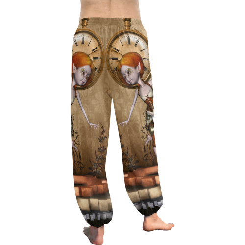 Steampunk girl, clocks and gears Women's All Over Print Harem Pants (Model L18)