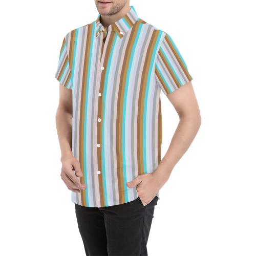 Fun Stripes 5 Men's All Over Print Short Sleeve Shirt (Model T53)