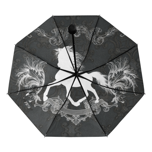 Horse, black and white Anti-UV Foldable Umbrella (Underside Printing) (U07)