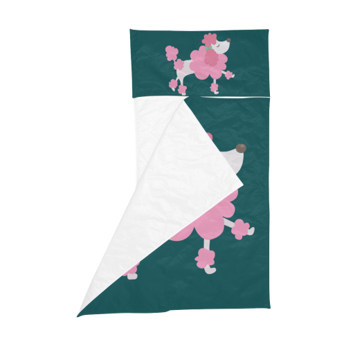Pretty Pink Poodle Turquoise Kids' Sleeping Bag
