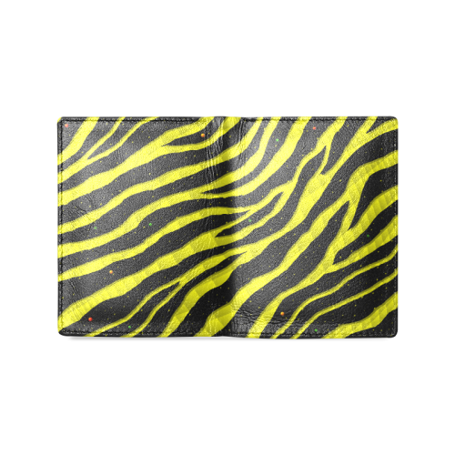 Ripped SpaceTime Stripes - Yellow Men's Leather Wallet (Model 1612)