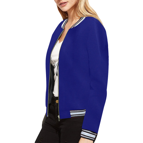 Royal Blue Regalness All Over Print Bomber Jacket for Women (Model H21)