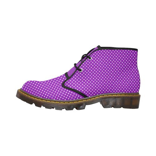 Lavander polka dots Women's Canvas Chukka Boots/Large Size (Model 2402-1)
