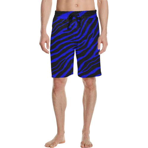 Ripped SpaceTime Stripes - Blue Men's All Over Print Casual Shorts (Model L23)