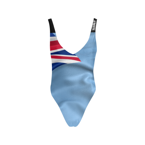 Tuvalu Flag Sexy Low Back One-Piece Swimsuit (Model S09)