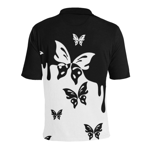Animals Nature - Splashes Tattoos with Butterflies Men's All Over Print Polo Shirt (Model T55)