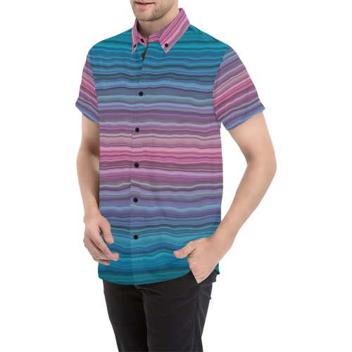 SANDSTONE Men's All Over Print Short Sleeve Shirt (Model T53)