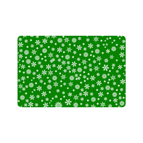 Christmas White Snowflakes on Green Doormat 24"x16"