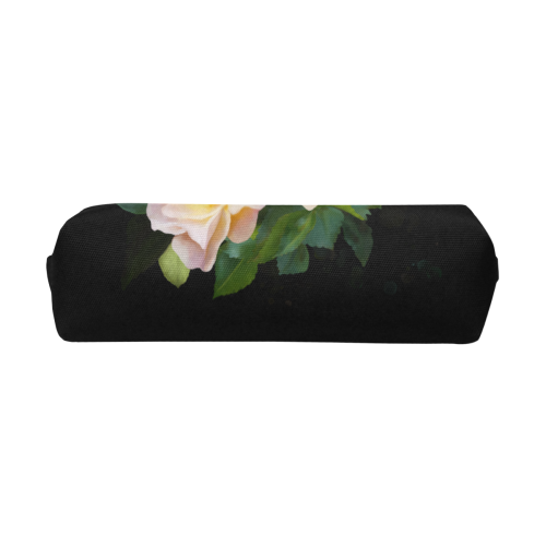 2 Wild Roses floral watercolor on black Pencil Pouch/Small (Model 1681)