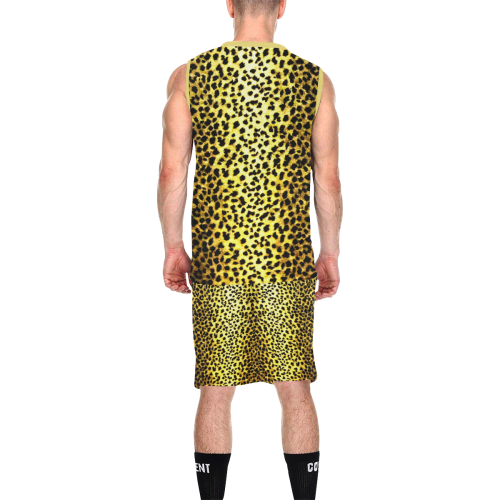 LEOPARD faux fur print image All Over Print Basketball Uniform