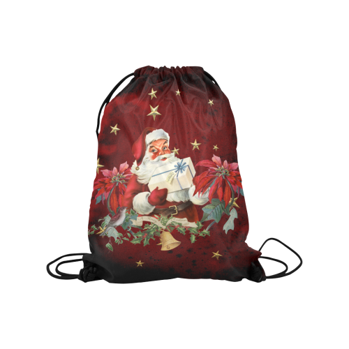 Santa Claus with gifts, vintage Medium Drawstring Bag Model 1604 (Twin Sides) 13.8"(W) * 18.1"(H)