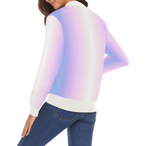 Rainbow gradient light colored Pastel lilac purple rosy All Over Print Bomber Jacket for Women (Model H19)