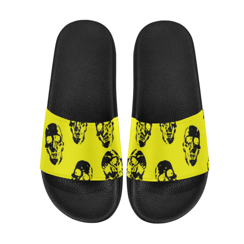 hot skulls, yellow by JamColors Women's Slide Sandals (Model 057)