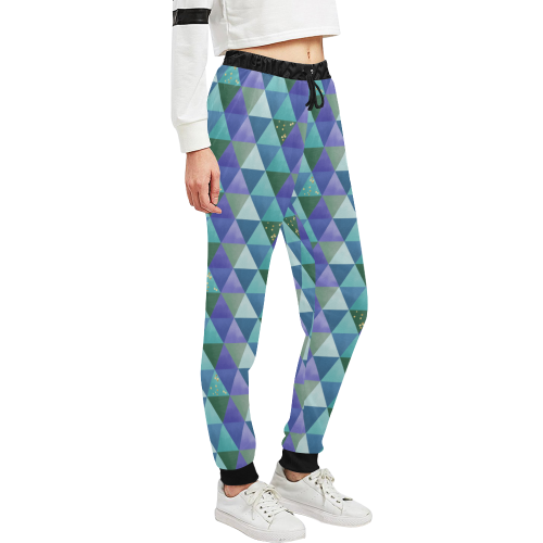 Triangle Pattern - Blue Violet Teal Green Unisex All Over Print Sweatpants (Model L11)