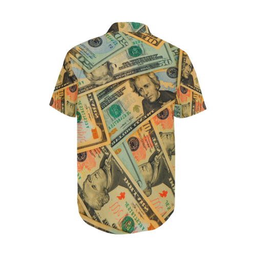 US DOLLARS 2 Men's Short Sleeve Shirt with Lapel Collar (Model T54)