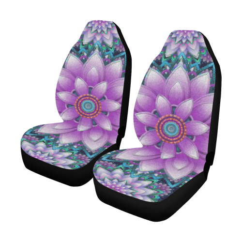 Lotus Flower Ornament - Purple and turquoise Car Seat Covers (Set of 2)