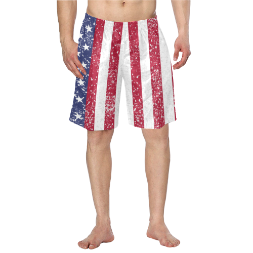 American Flag Distressed Men's Swim Trunk (Model L21)