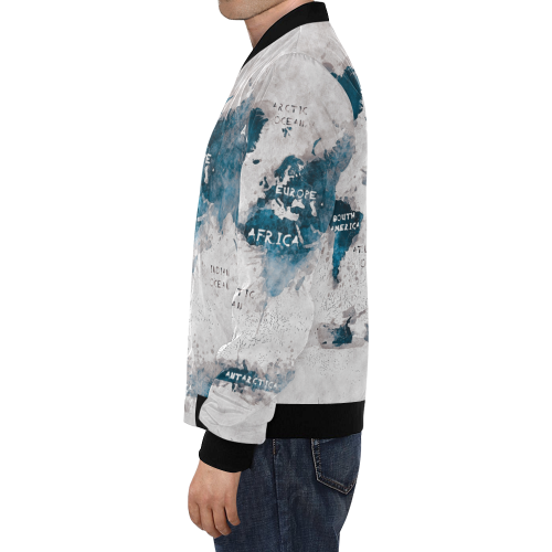 world map OCEANS and continents All Over Print Bomber Jacket for Men/Large Size (Model H19)