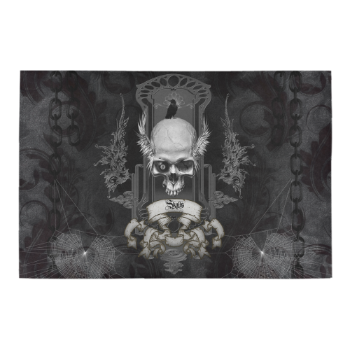 Skull with crow in black and white Azalea Doormat 24" x 16" (Sponge Material)
