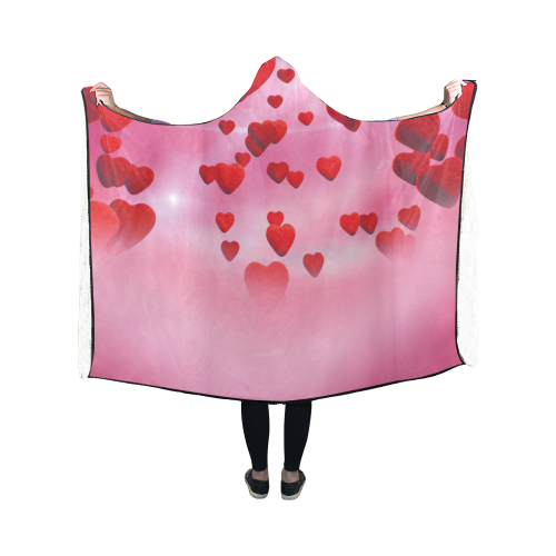 lovely romantic sky heart pattern for valentines day, mothers day, birthday, marriage Hooded Blanket 50''x40''