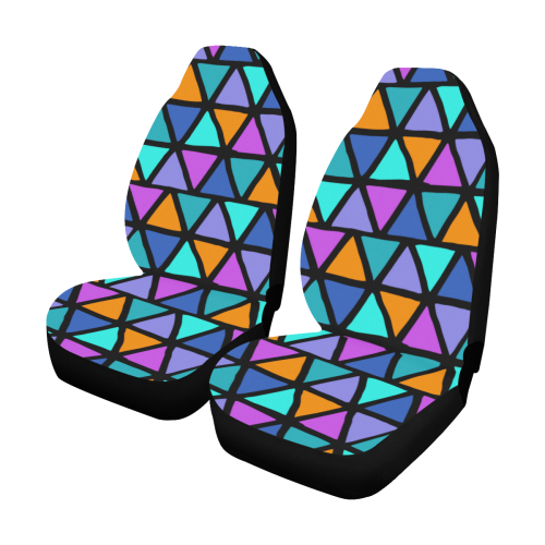 Modern colored TRINAGLES / PYRAMIDS pattern Car Seat Covers (Set of 2)