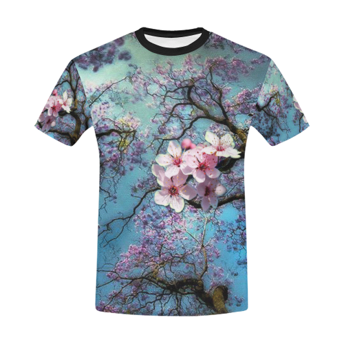 Cherry blossomL All Over Print T-Shirt for Men/Large Size (USA Size) Model T40)