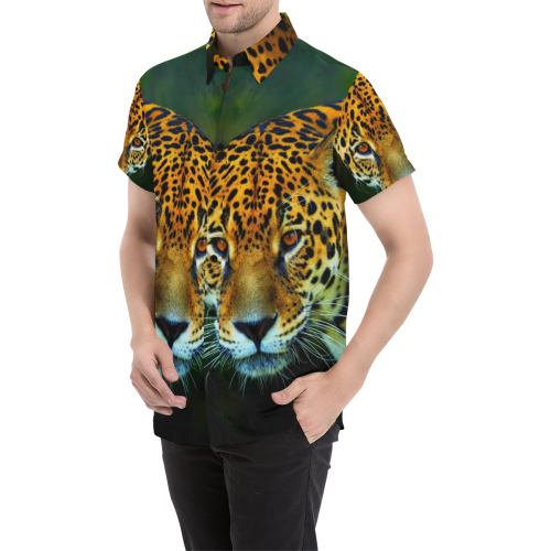 JAGUAR Men's All Over Print Short Sleeve Shirt/Large Size (Model T53)