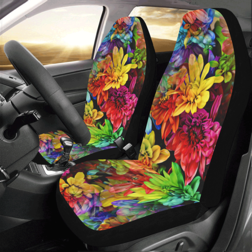 Photography Colorfully Asters Flowers Pattern Car Seat Covers (Set of 2)
