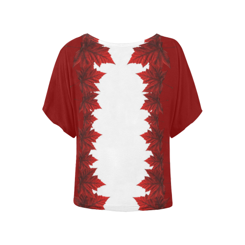 Canada Maple Leaf Shirts Red & White Women's Batwing-Sleeved Blouse T shirt (Model T44)