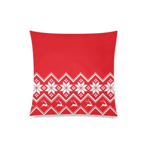 Christmas Reindeer Snowflake Red Custom Zippered Pillow Case 20"x20"(Twin Sides)