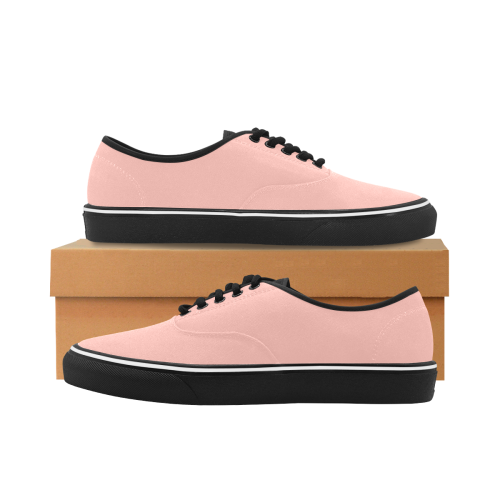 color melon Classic Women's Canvas Low Top Shoes/Large (Model E001-4)