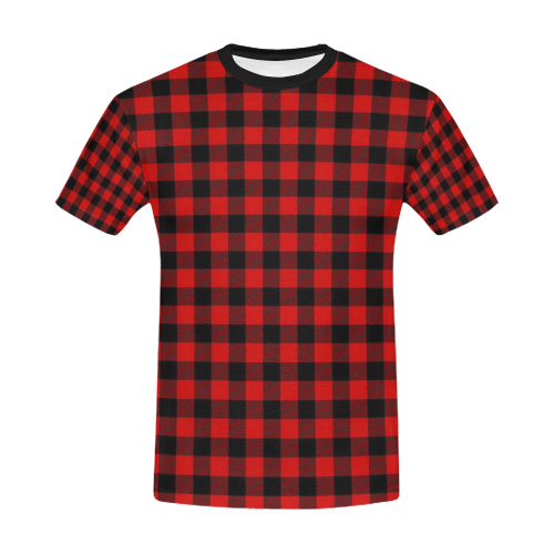 LUMBERJACK Squares Fabric - red black All Over Print T-Shirt for Men/Large Size (USA Size) Model T40)