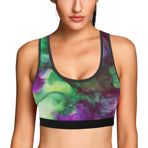 ink forest Women's All Over Print Sports Bra (Model T52)
