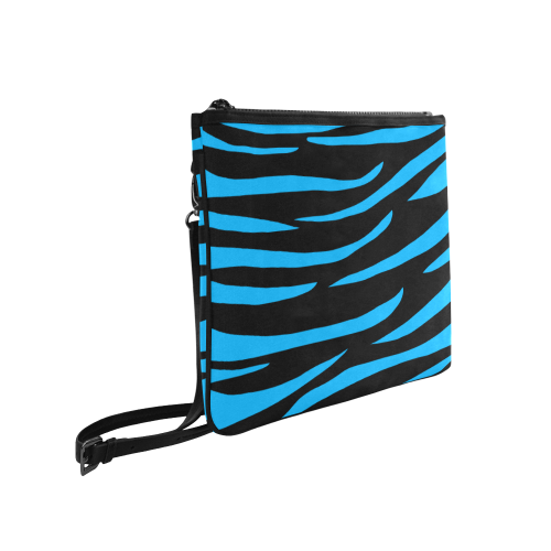 Tiger Stripes Black and  Blue Slim Clutch Bag (Model 1668)