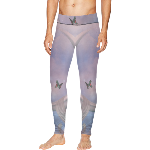 The moon with butterflies Men's All Over Print Leggings (Model L38)