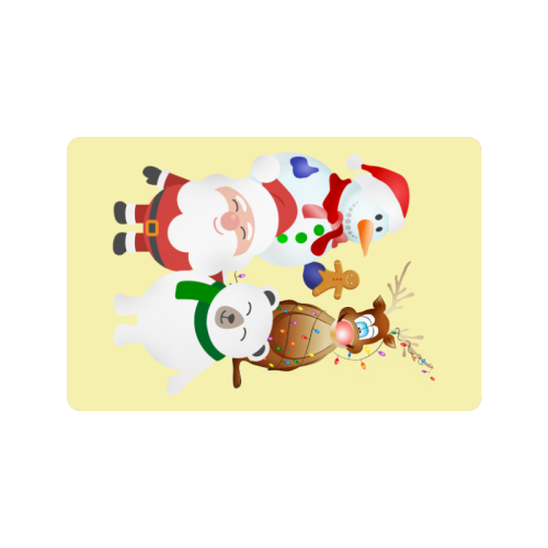 Christmas Gingerbread, Snowman, Santa Claus Yellow Doormat 24"x16"