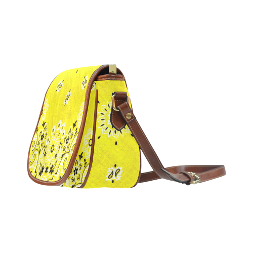 Grunge Yellow Bandana wrinkled bandanna Saddle Bag/Large (Model 1649)