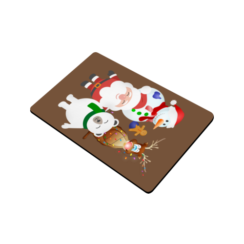 Christmas Gingerbread, Snowman, Santa Claus  Brown Doormat 24"x16"