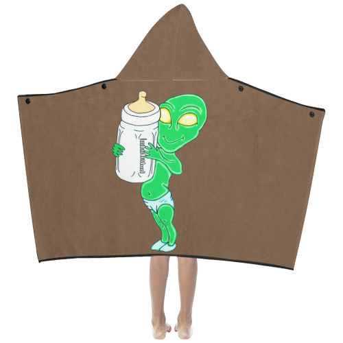 Alien Baby Boy Brown Kids' Hooded Bath Towels