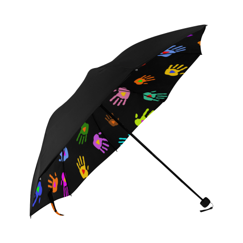 Multicolored HANDS with HEARTS love pattern Anti-UV Foldable Umbrella (Underside Printing) (U07)