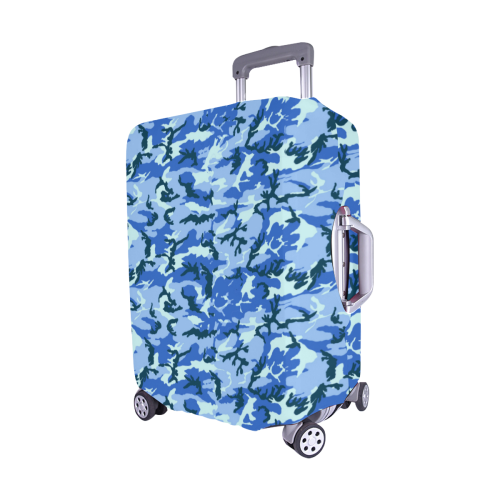 Woodland Blue Camouflage Luggage Cover/Medium 22"-25"