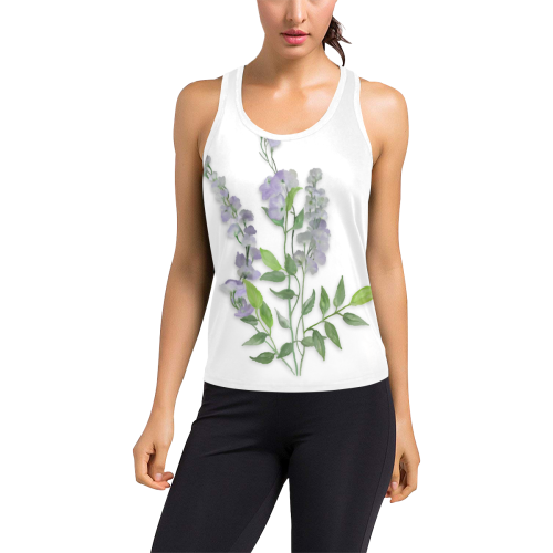 Purple tiny flower with shadow - floral watercolor Women's Racerback Tank Top (Model T60)