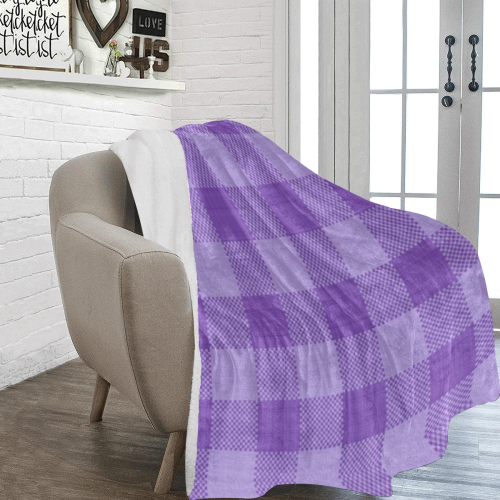 Ultraviolet Purple Plaid Ultra-Soft Micro Fleece Blanket 70''x80''